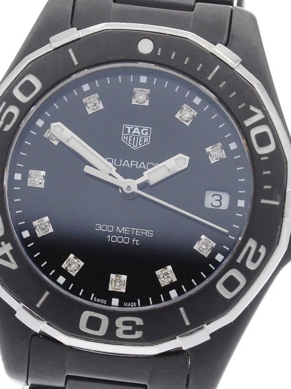 TAG HEUER Aqua racer WAY1397 11P Diamond Date black Dial Quartz Ladies_922086